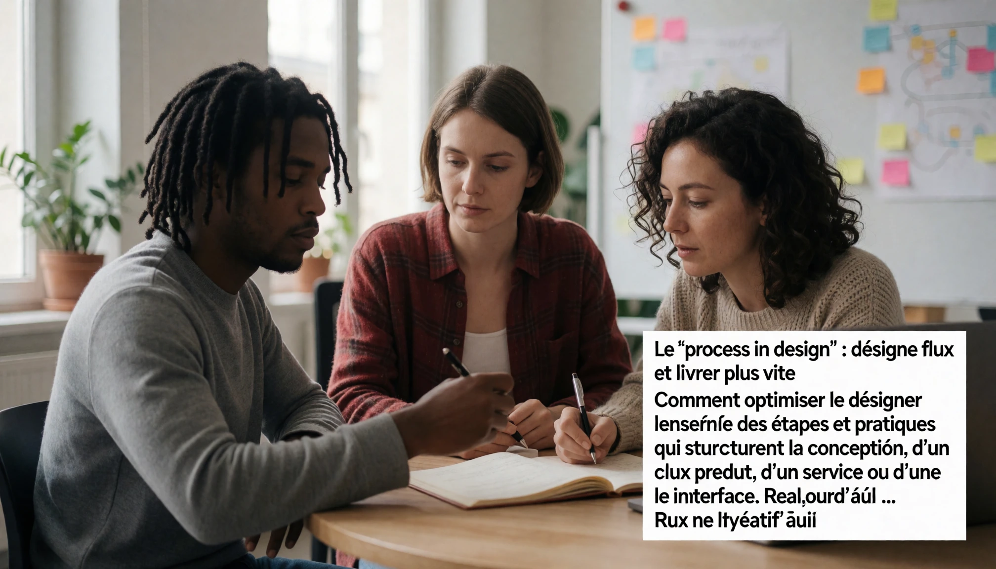 Ambiance graphique pour l’article « Process in design : Comment optimiser le flux créatif et livrer plus vite »